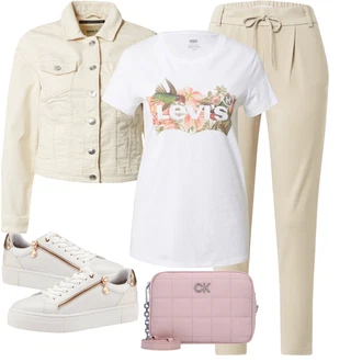 Outfit s Krémová/Khaki/Béžová/Bílá/Oranžová Vintage Bund/Letní Bund/Jarní bunda/Džínové Bund/Manšestrová Bunda/Krátké Džínové Bundičky/Krátký Bund/Krátký Bund Only "Sportovní letní outfity"