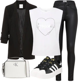 Krátká Outfit s Černá Dlouhý Sako/Blůzové Sako/Oversize Sako/Boyfriend Sako/Elegantní Sako/Blejzrové Bund/Kožená bunda pro muže Pieces (Tall) "Sportovní letní outfity"