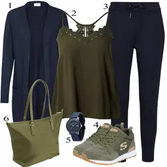 Zapínání na knoflíky Dlouhé Outfit s Tmavě modrá Pletenina veľkej veľkosti/Šaty Móda Pro Plnoštíhlou Vila "Outfit na podzim"