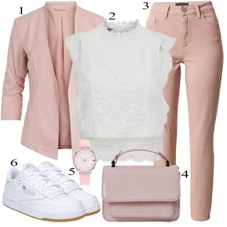 Outfit sa Pink/Smeđa/Ljubičasta Mom Jean/Traperice Slim Kroja/Skraćene Traperice/Ženske Traperice 7/8 Dužine/Sužene Traperice/High Waist Traperice/Kožna Jakna/Kožne Cipele/Traperice s Prorezom/Capri Traperice/Čizma do Gležnja Pieces "Jesenski outfiti"