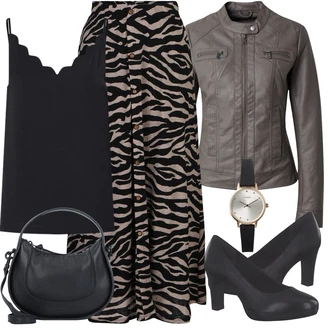 Outfit s Šedá/Béžová/Hnědá Kožené Bund Bunda z Umělé Kůže/Motorkářské Bund/Kožené Bund/Jezdecká bunda/Motorkářská bunda Only "Stylová letní nálada"