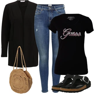 Gizeh Big Buckle Outfit s Černá/Krémová Pohodlný Sandál/Sandály na hřídeli/Sandál Dianette/Sandál S T Páskem/Přezková bota/Ortopedická pantofle Birkenstock "Stylová letní nálada"