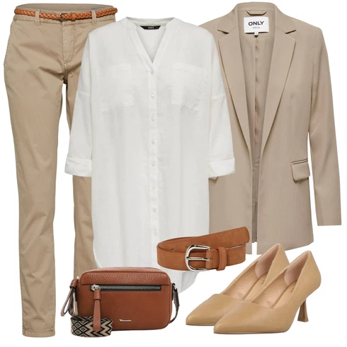 Kombinace Šedá/Khaki/Krémová/Bílá Dlouhá Halenka/Oversize Halenka/Tunikové Tričko/Oversize Muselínová Blůza Only