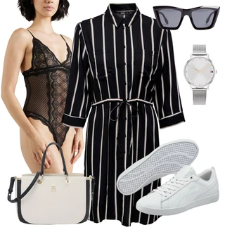Outfit s Černá/Šedá/Růžová Tělo Krajkový Body/Síťovaný Body/Tělo bez kostic/Korselet Samsøe Samsøe "Vkusný letní outfit"