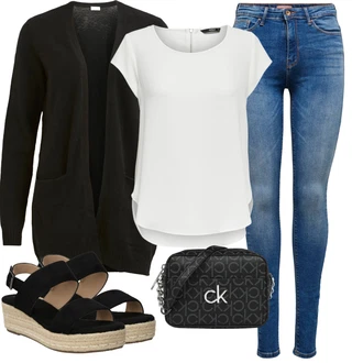 Outfit s Černá/Béžová Espadrille pantofle/Espadrilka na Podpatku/Espadrille sandál/Espadrilka s klínovým podpatkem About You "Letní květiny"