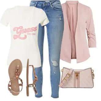 Outfit s Zlatý Letní Bota/Pletený Sandál/Sandál se třpytkami/Páskový Sandál/Sandál S T Páskem About You "Vkusný letní outfit"