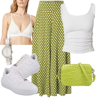 Outfit s Bílá/Krémová Kojící podprsenka/Bralette/Bezdrátová podprsenka/Trojúhelníkový Podprsenek/Podprsenka s výstřihem push-up/Podprsenka Bez Kostic/Podprsenka s kosticemi/Vyztužený podprsenek/Zmenšující Podprsenek/Měkká podprsenka About You "Vkusný letní outfit"