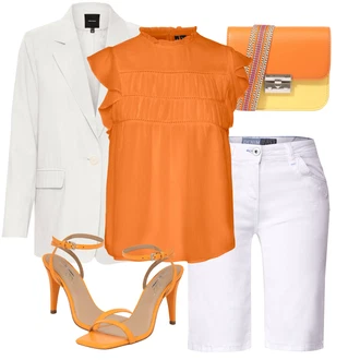 Vysoké Podpatky Outfit s Oranžová/Žlutá Sandály Páskový Sandál/Lodička S Páskem/Sandály na hřídeli/Sandál s podpatkem/Bota Na Podpatku/Sandál Na Podpatku Karolina Kurkova Originals "Vkusný letní outfit"