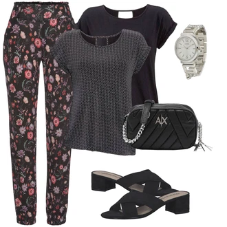 S flitry Outfit s Růžová/Červená Pyžamová Kalhoty/Navlékací Kalhoty/Kalhoty s Potiskem/Mušelínové Kalhoty/Látková Kalhoty Lascana "Vkusný letní outfit"