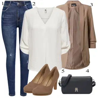 Outfit sa Bijela/Krem/Bež Košulja od muslina/Košulja s Bluzom JdY "Poslovni look"