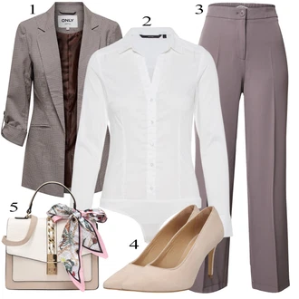 Bombaž outfit mit Krem/Bela Srajca/Bluzasti Body/Slim Fit Bluza VERO MODA "Popoln za jesen"