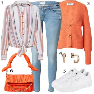 Outfit sa Šareno/Smeđa/Crvena Košulja s Bluzom/Ležerna košulja/Šarena košulja/Košulja od muslina Only "Jesenski outfiti"