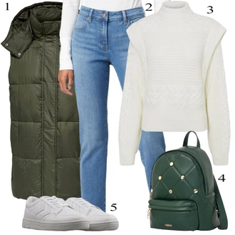 Outfit s Krémová/Bílá Teniska se zapínáním na suchý zip/Nízká Teniska/Kožené Tenisky/Úzká Teniska/Letní Tenisky/Skate Bota Hummel "Cool podzimní outfit"
