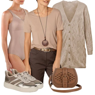 Outfit s Béžová Tvarující tělo NATURANA "Cool podzimní outfit"