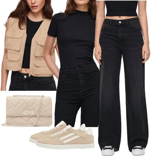 Outfit s Bílá Plochá bota "Cool podzimní outfit"