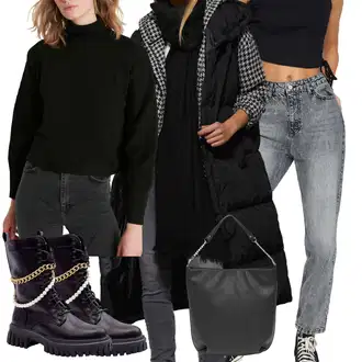 Outfit s Mom Jean/High Waist Džínové Kalhoty Trendyol "Cool podzimní outfit"