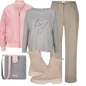 Outfity z džínu Rovná noha s Šedá Tričko "Cool podzimní outfit"