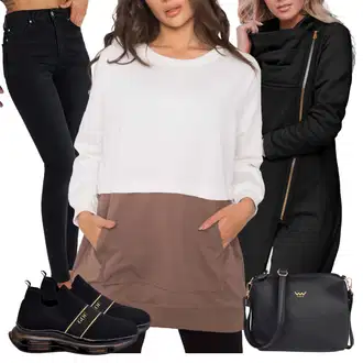 Outfit s Push up Džín/Džíny s Rozparkem/High Waist Džínové Kalhoty Trendyol "Cool podzimní outfit"