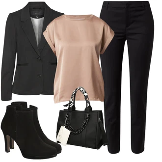 Outfit s Černá/Tmavě šedá Oversize Sako/Teplákový blejzr/Bavlněný Sako/Kožená Pánská Bund/Kožená bunda pro muže/Kožená bunda/Boyfriend Sako/Krátké Sako/Blejzrové Bund/Neformální Sako VERO MODA "Cool podzimní outfit"
