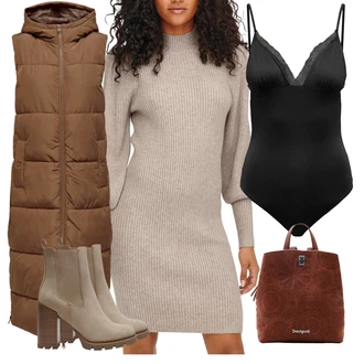 Šněrovací Outfit s Hnědá/Béžová/Khaki Kožená kotníková bota/Kožená bunda/Gumová Kotníková Bota/Chelsea Boty/Kotníková Bota s Podšívkou/Letní kotníková kozačka Only "Cool podzimní outfit"
