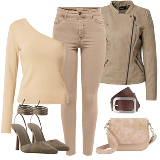 Outfit s Khaki/Šedá/Hnědá/Béžová Motorkářské Bund/Kožené Bund Bunda z Umělé Kůže/Bunda s Bočním Zipem/Kožené Bund/Motorkářská bunda Only "Cool podzimní outfit"