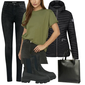Outfit s Černá Zimní kotníková bota Only "Cool podzimní outfit"