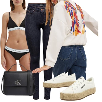 Outfit s Béžová/Krémová/Vícebarevný/Červená/Oranžová/Bílá/Růžová Originální Mikina/Svetr S Kapucí/Sportovní Mikina/Vintage Mikina trend alaçatı stili "Cool podzimní outfit"