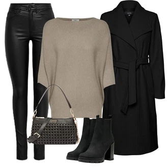 Zima Outfit s Černá Kožená bunda/Bota na platformě/Kotníková Bota s Podšívkou/Kotníková Bota Na Podpatku/Chelsea Boty/Letní kotníková kozačka/Zimní kotníková bota/Kožená kotníková bota/Bota na Platformě Only "Cool podzimní outfit"