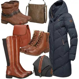 Prošívaný Dlouhé Outfit s Modrá/Tmavě modrá Zimní Kabát/Dlouhý Péřový Kabát/Kabát se Zipem/Prošívaný kabát/Dlouhý Zimní Kabát/Kabát s Kapucí/Péřový Kabát Ragwear "Cool podzimní outfit"