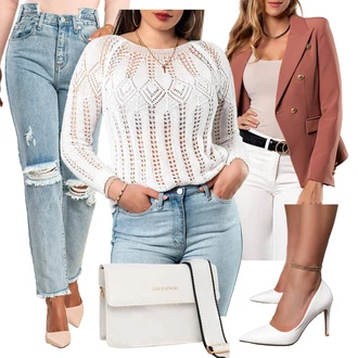 Boja Outfit sa Siva Salonka & Visoki Pet fenzy "Elegantni look"