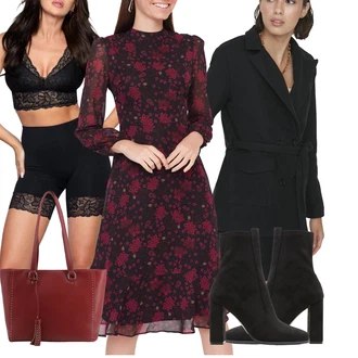 Elegantní Outfit s Fialová/Růžová/Červená Šaty S Rolákem/Šaty S Potiskem/Zimní šaty s dlouhým rukávem/Šaty na Podzim/Šaty S Vysokým Výstřihem Trendyol "Elegantní podzimní outfit"Look: Příliš oblečený, S průsvitem, Elegantní, Vintage, Premium, Fancy