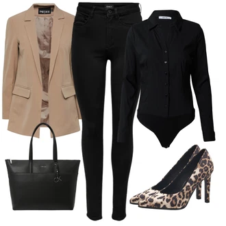 Outfit s Černá/Tmavě Modrá Legíny s Podšívkou/Teplé Legíny/Kožená bunda/Neprůhledný Legíny/Sportovní Legína/Formovaná Legína/Bavlněné Legíny/Legíny s Rozparkem/Pletený Legín Only "Elegantní podzimní outfit"