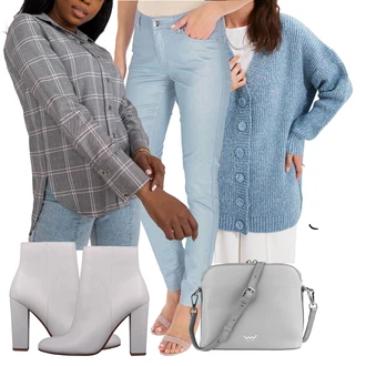 Pleté Outfit s Šedá/Hnědá/Světle šedá/Fialová/Béžová Kozačka Kotníková Bota s Podšívkou/Letní kotníková Kozačka/Kotníková Bota Na Podpatku/Kožená kotníková bota Firetrap "Elegantní podzimní outfit"