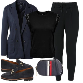 Outfit s Černá Pletený Legín/Bavlněné Legíny/Teplé Legíny/Legíny s Podšívkou/Termo Kalhoty/Tréninková Kalhoty/Kožená bunda/Tregíny Only "Elegantní podzimní outfit"