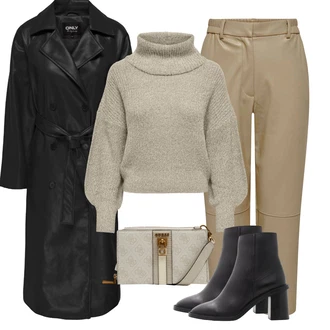 Rave Outfit s Černá Kozačka Kotníková Bota Na Podpatku/Špičatá Kozačka/Letní kotníková Kozačka/Kotníková Bota s Podšívkou Aldo "Elegantní podzimní outfit"Look: Rave, Bar