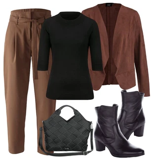 Elegantní Outfit s Oblek Sak z Umělé Kůže "Elegantní podzimní outfit"Look: Elegantní