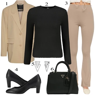 Outfit s Černá Lodička na Podpatku/Lodička s vysokým nártem Tamaris "Outfit na podzim"