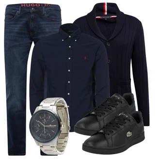 Outfit mit Dunkelblau Slim Fit Jeans/Straight Leg Jean/Winterjacke/Low Rise Jean/Leder Schuhe/Regular-Fit Jeans/Damen 7/8-Länge Jeans/Sportschuhe/Tapered-Jeans/ThermoJeans Hugo "Freizeit Outfit"