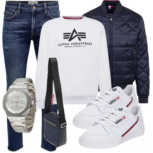 Weiß/Rot Sweatmode/Sport Sweatshirt/Damen Pullover Alpha Industries kombinieren
