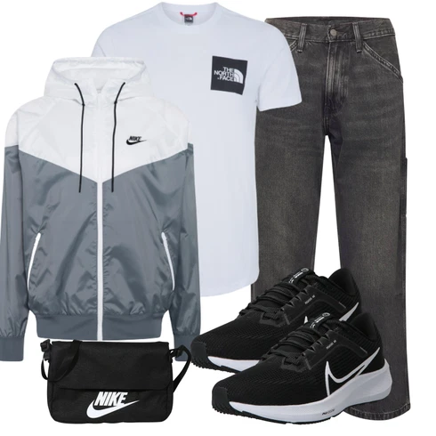 Grau Große Größe Mantel/Reflektierende Jacke/Windbreaker Jacke/Kapuzenjacke/Kastenjacke/Sweatmode Nike Sportswear kombinieren