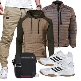 Outfit mit Dunkelgrün/Khaki Thermo Pullover/Kapuzenpullover/Kapuzenpullover/Ausgefallener Hoodie/Sport Hoodie/Strick Hoodie YuKaiChen "Freizeit Outfit"
