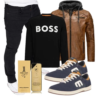 Outfit mit Braun/Dunkelbraun/Beige Jacke mit Seitlichem Reißverschluss/Wachsjacke/Vintage Lederjacke/KunstLederjacke/Lederjacke Redbridge "Freizeit Outfit"