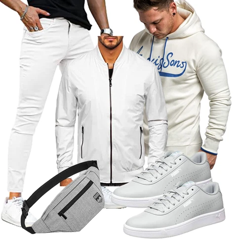 Grau/Weiß/Creme Reflektierende Jacke/Windbreaker Jacke/Nylonjacke/Laufjacke/Segeljacke/Frühlingsjacke/Sportjacke/Leichte Jacke/Jacke mit Seitlichem Reißverschluss/Sommerjacke BOLF kombinieren