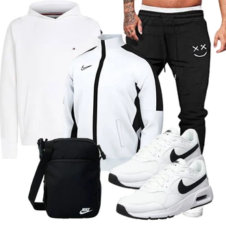 Outfit mit Weiß/Creme Damen Pullover/Vintage Hoodie/Unisex Hoodie/Hoodie/Sport Sweatshirt/Ausgefallener Hoodie/Sport Hoodie Tommy Hilfiger "Freizeit Outfit"