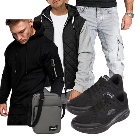 Ärmellos Schwarz/Dunkelgrau IsolationsJacke/SchlupfJacke/HybridJacke/KunstfaserJacke/KapuzenJacke/SteppJacke Indicode kombinieren