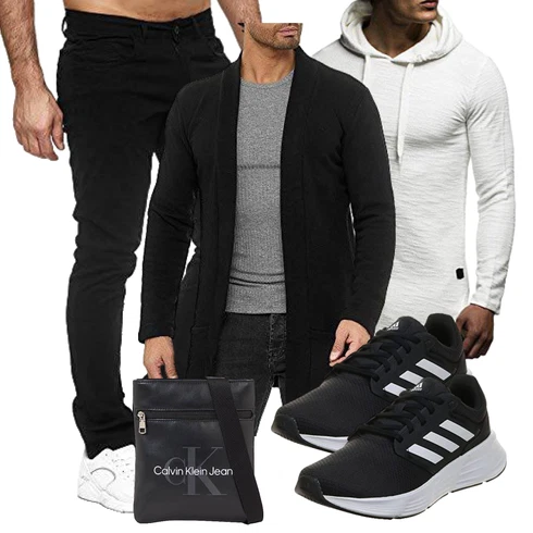 Schick Grau/Weiß/Creme/Khaki Wickel Pullover/Sport Sweatshirt/Ausgefallener Hoodie/Strick Hoodie/Sport Hoodie/Kapuzenpullover Leif Nelson kombinierenLook: Schön, Moderne, Schick, Goa, Empire, Leger, Coole, Casual, Skater