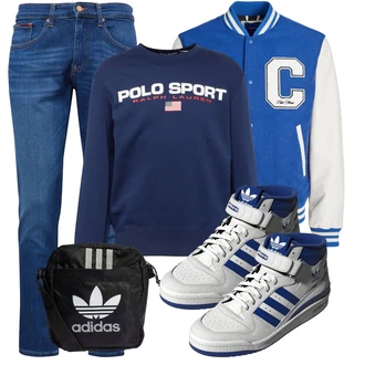 Outfit mit Schwarz Schulranzen/Gürteltasche/Gürteltasche/Hüfttasche/Schultertasche/Kleine Tasche/Sportrucksack/Mannstasche Adidas Originals "Freizeit Outfit"