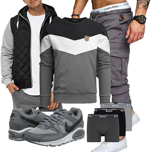 Kurz Grau/Dunkelgrau/Hellgrau/Silber Damen Pullover/Pullover mit Stehkragen/Ausgefallener Hoodie/Sport Hoodie/Sport Sweatshirt Amaci&Sons kombinieren