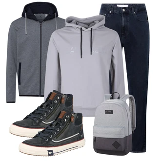 Jeans Outfits mit Hellblau/Schwarz/Blau/Dunkelblau Sneaker Mit Seitlichem Reißverschluss Mustang "Freizeit Outfit"