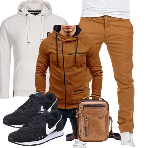Braun/Khaki/Orange KapuzenPullover/Hoodie/Strick Hoodie/Sweatjacke/Ausgefallener Hoodie/Pullover mit Reißverschluss/Sport Hoodie acelyn kombinieren